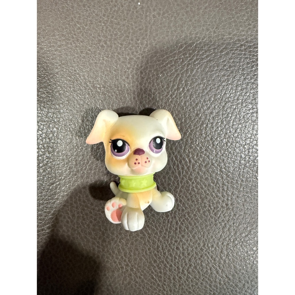 Littlest Pet Shop LPS Dog 451‎ Blue Eyes Green Collar Tan Spots